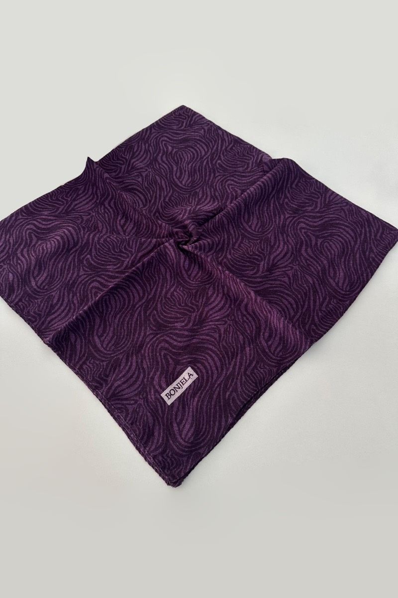 Zebra Desenli Angora Kışlık Pamuklu Eşarp - Mor