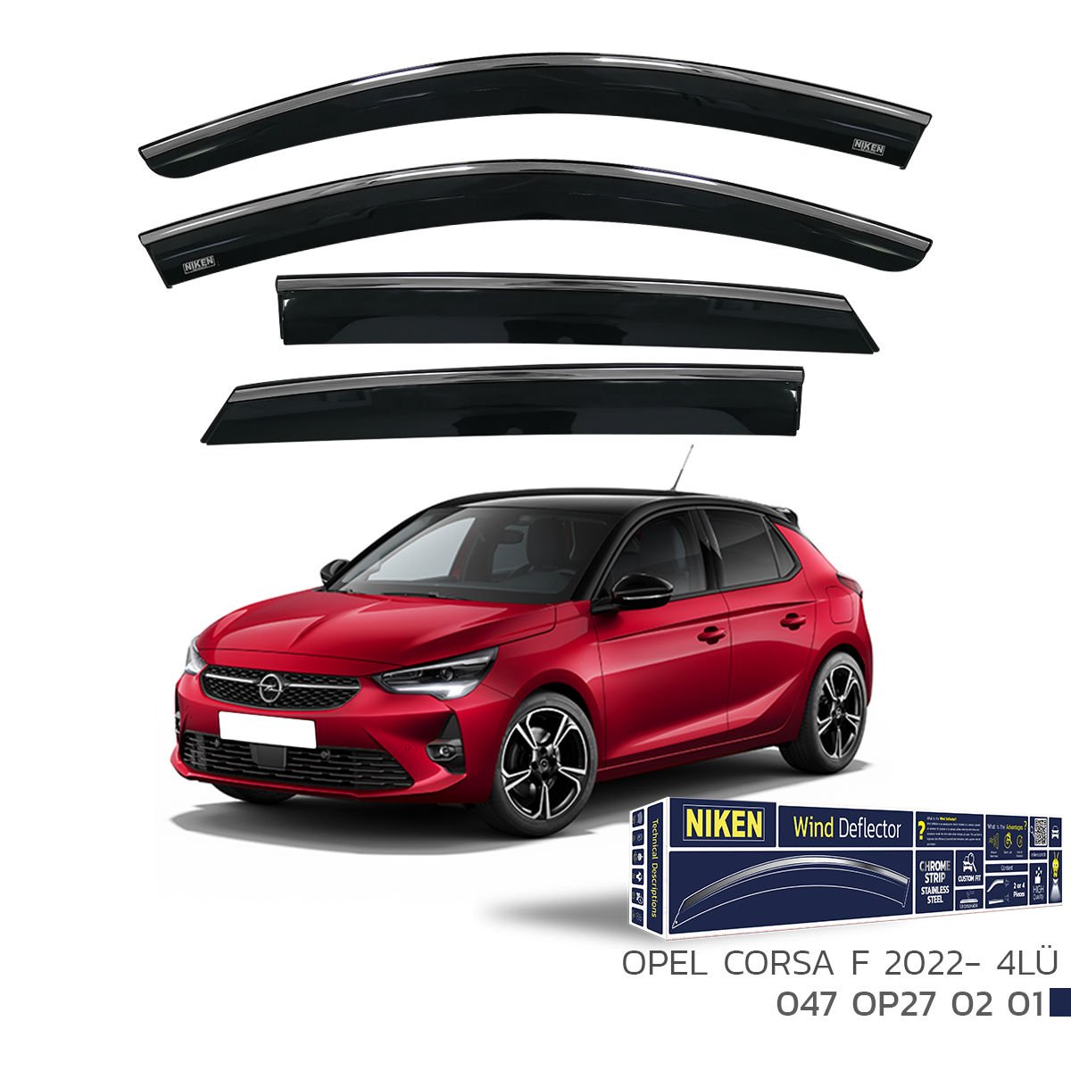 Opel Corsa F Kromlu Cam Rüzgarlığı Niken 2022 Sonrası