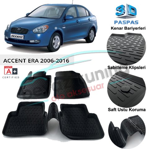 Hyundai Accent Era Havuzlu 3D Paspas Niken Siyah