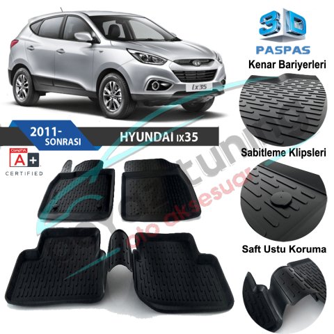 Hyundai ix35 Havuzlu 3D Paspas Niken Siyah 2011 Sonrası