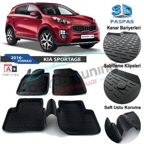 Kia Sportage Havuzlu 3D Paspas Niken Siyah 2016 Sonrası