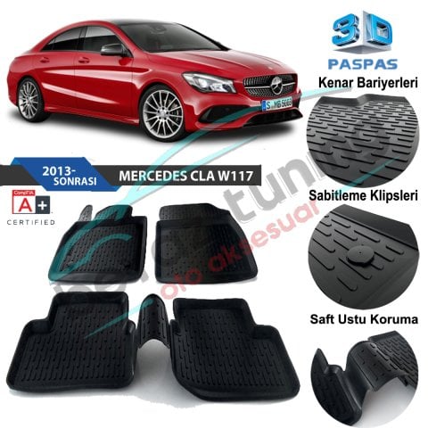 Mercedes Cla Havuzlu 3D Paspas Niken Siyah 2013 Sonrası