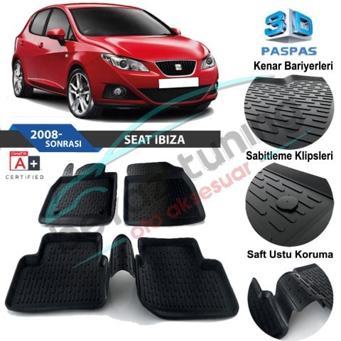 Seat Ibiza Havuzlu 3D Paspas Niken Siyah 2008-2017