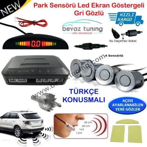 Park Sensörü Göstergeli Led Ekranlı Türkçe Konuşmalı Gri