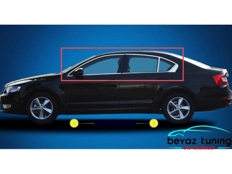 Skoda Octavia Cam Çıtası Komple Kromu Nikelajı 2013-