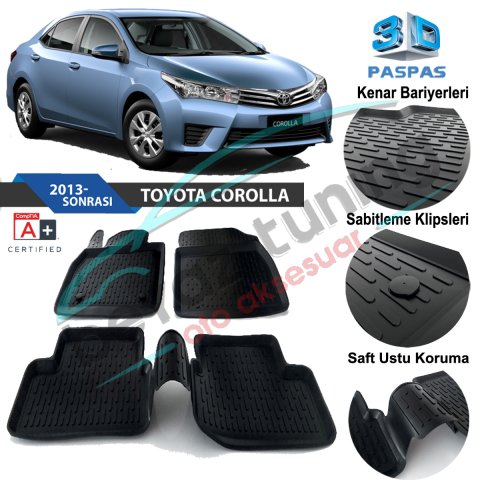 Toyota Corolla Havuzlu 3D Paspas Niken Siyah 2013-2018
