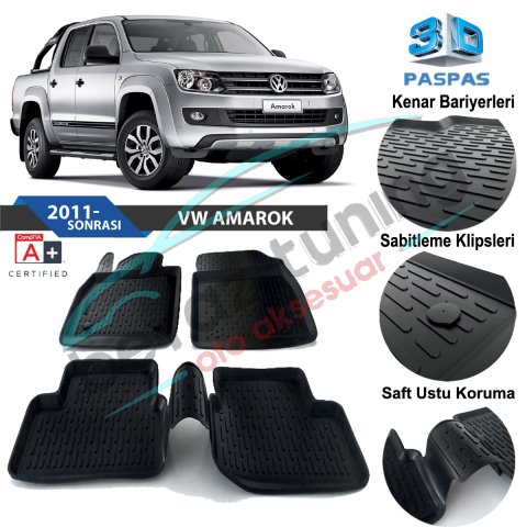 Volkswagen Amarok  Havuzlu 3D Paspas Niken Siyah 2011 Sonrası