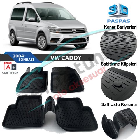 Volkswagen Caddy Havuzlu 3D Paspas Niken Siyah 2011 Sonrası