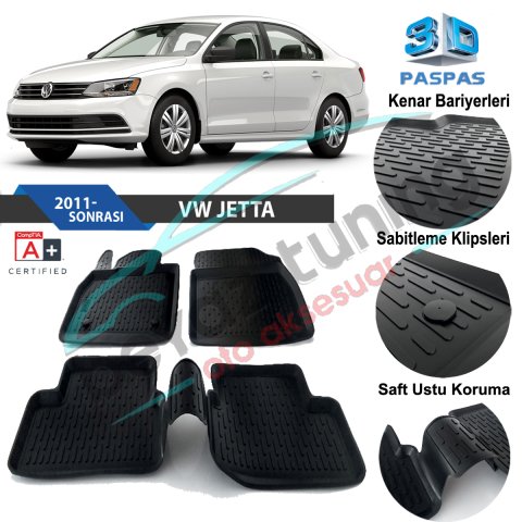 Volkswagen Jetta Havuzlu 3D Paspas Niken Siyah 2011 Sonrası