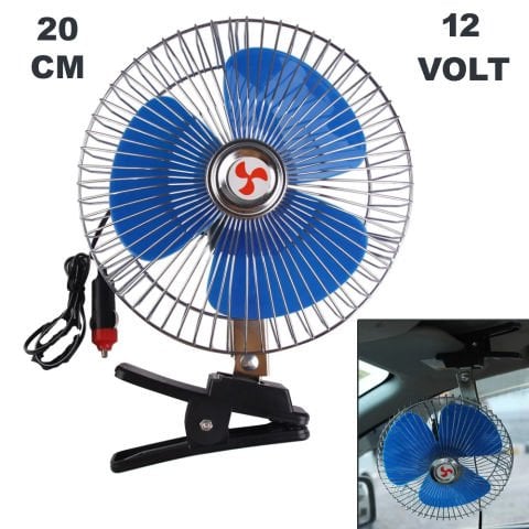 Araç İçi Fan Oto Vantilatör 12 Volt Mandallı 8 inç