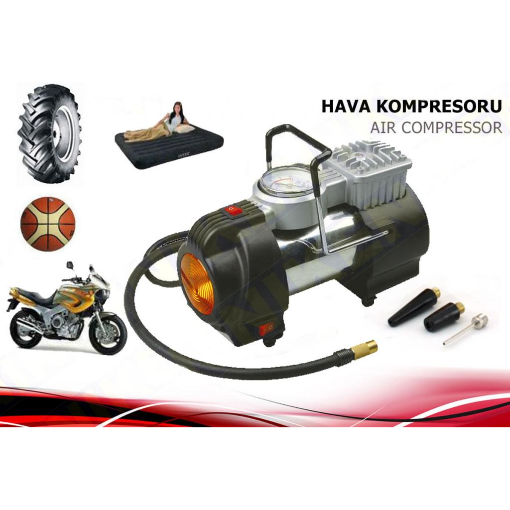 Hava Kompresörü Profesyonel Metal Gövde Işıklı 12 Volt