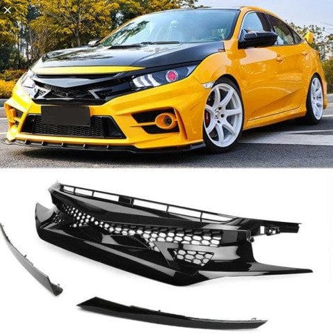Honda Civic FC5 Fc450 Ön Panjur Izgara Ve Far Kaşları Siyah