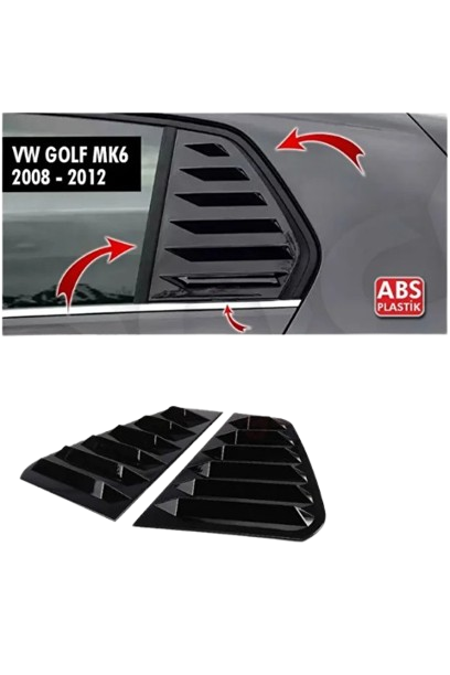 Volkswagen Golf 6 Kelebek Cam Kaplama Vizörü Parlak Siyah