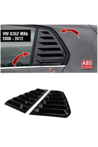 Volkswagen Golf 6 Kelebek Cam Kaplama Vizörü Parlak Siyah