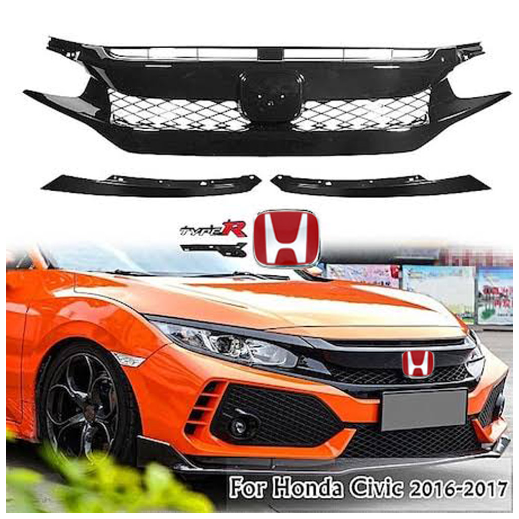 Honda Civic FK7 Typer Ön Panjur Ve Far Kaşları Siyah