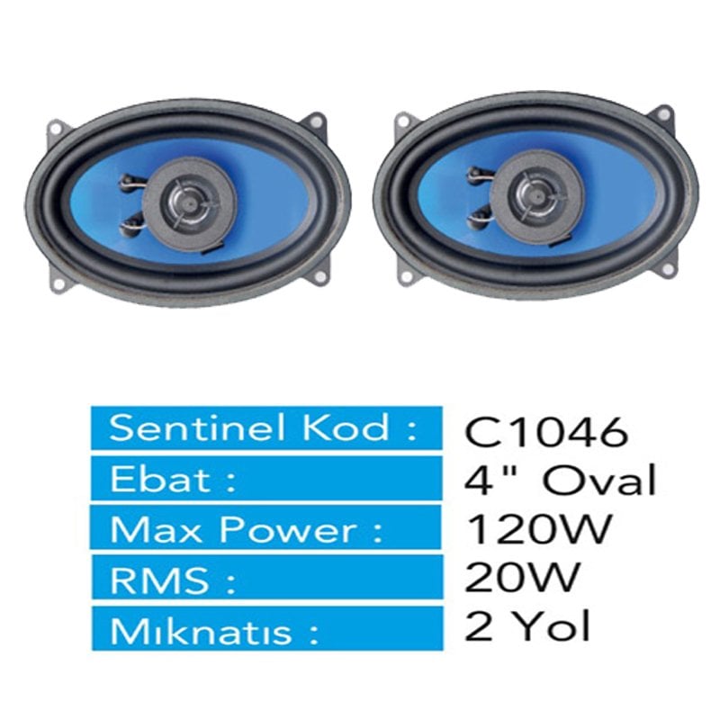 Hoparlör Seti Oval Kapaksız Sentinel 120 Watt