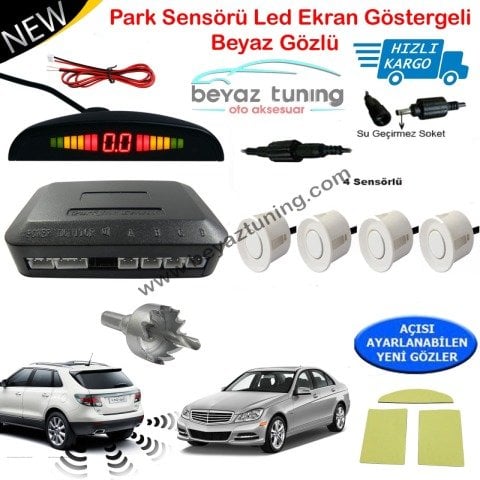 Park Sensörü Led Ekranlı Ses İkazlı Beyaz