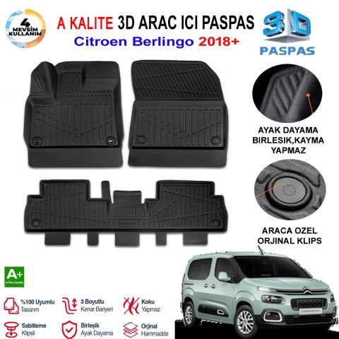 Citroen Berlingo 3D Paspas Havuzlu Pro 2018 Sonrası