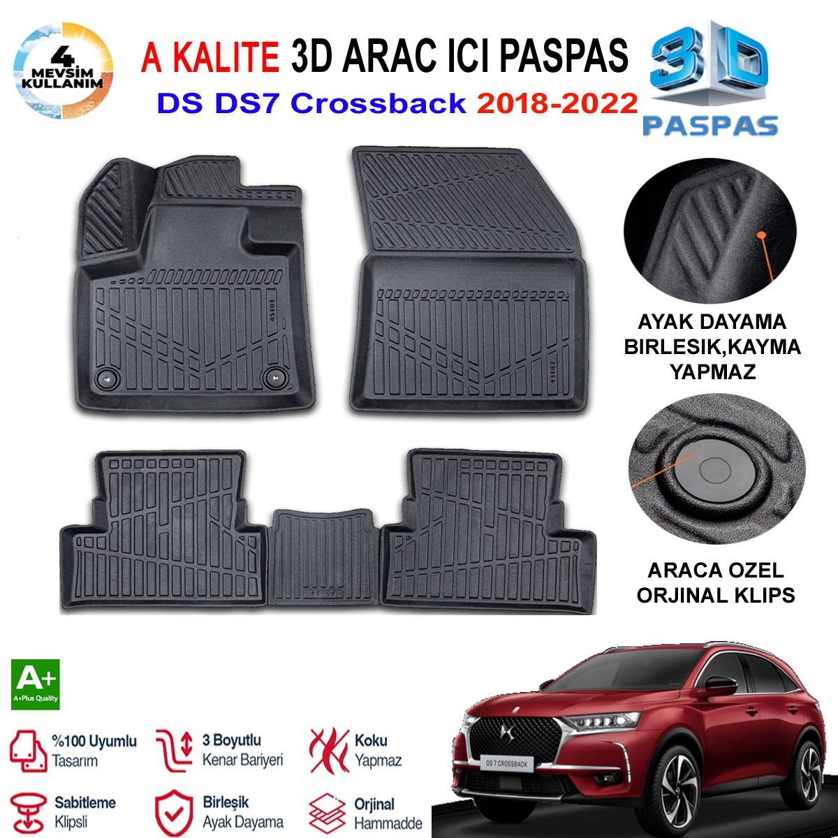 DS DS7 Crossback  3D Paspas Havuzlu Pro 2018-2022 Arası