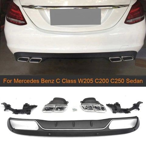 Mercedes W205 C63 Amg Arka Tampon Difüzörü Standart Tampon Uyumlu