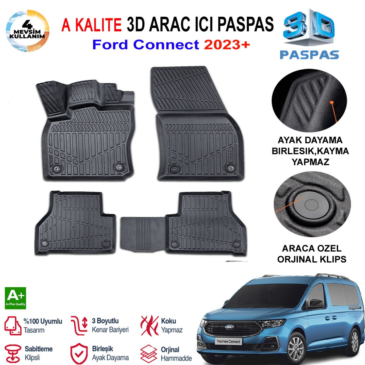 Ford Connect  3D Paspas Havuzlu Pro 2023 Sonrası