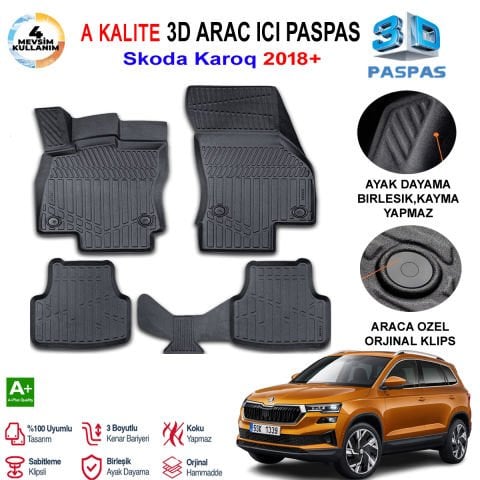 Skoda Karoq 3D Paspas Havuzlu Pro 2018 Sonrası