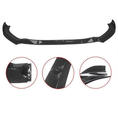 Audi A3 Ön Tampon Altı Lip Plastik Kulaklı Parlak Siyah 3 Parça