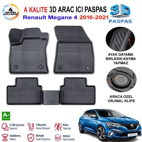 Renault Megan 4 3D Paspas Havuzlu Pro 2016-2021 Arası