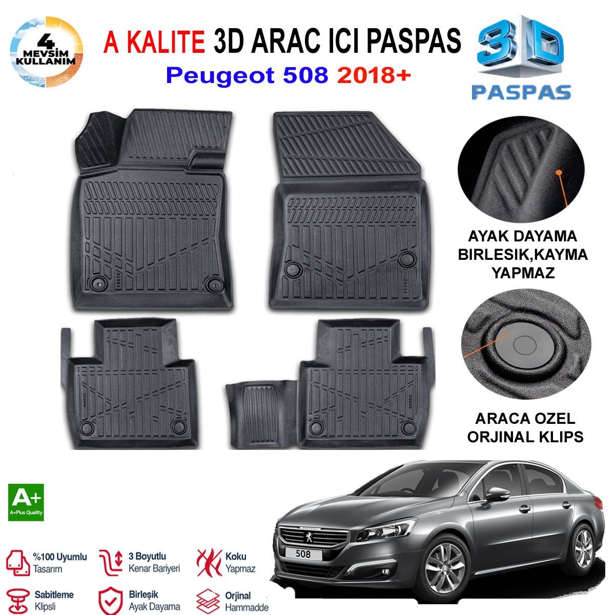 Peugeot 508 3D Paspas Havuzlu Pro 2018 Sonrası