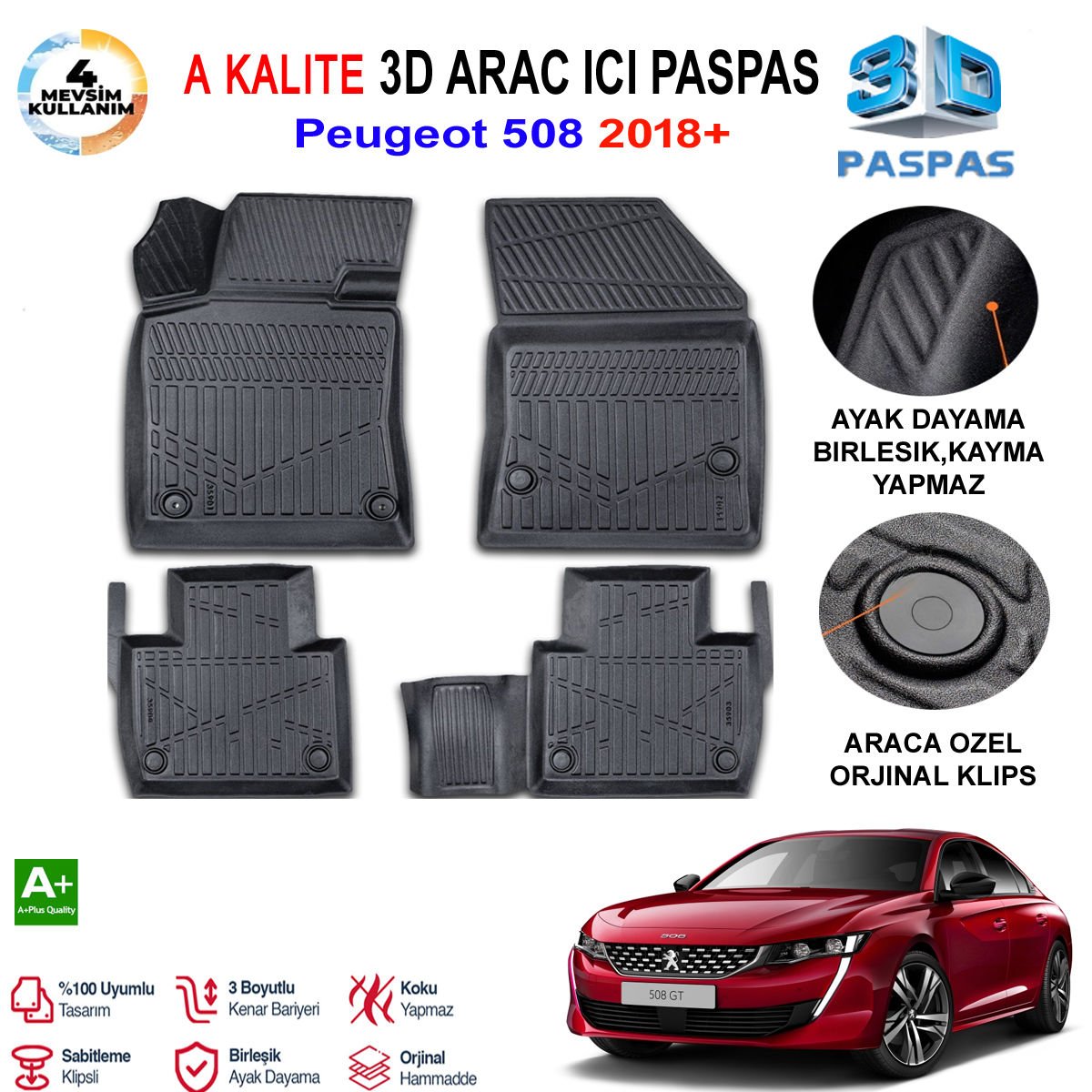 Peugeot 508 3D Paspas Havuzlu Pro 2018 Sonrası