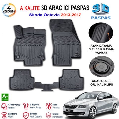 Skoda Octavia 3D Paspas Havuzlu Pro 2013-2017 Arası