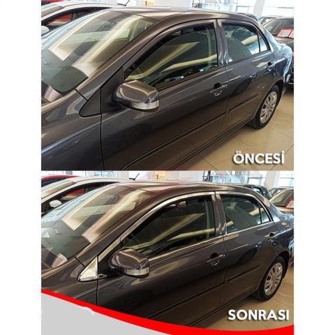 Toyota Corolla Cam Çıtası Kromu Çerçeve Nikelajı Komple 2007-2012