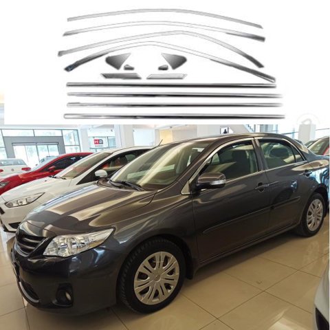 Toyota Corolla Cam Çıtası Kromu Çerçeve Nikelajı Komple 2007-2012