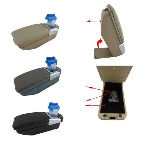 Sürgülü Kolçak Kol Dayama Bardaklık ve Küllüklü Siyah