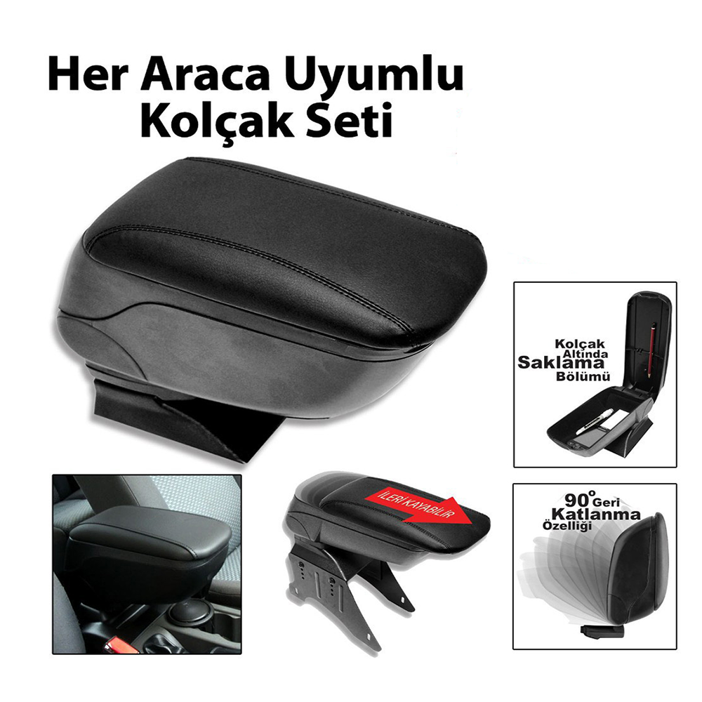 Sürgülü Ara Kolçak Kol Dayama Sport Tip Lüks Siyah