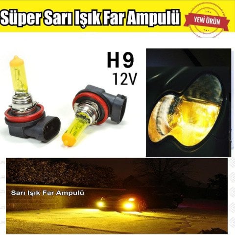 H9 JDM Süper Sarı Işık Far Ampul 12V 100W-55W