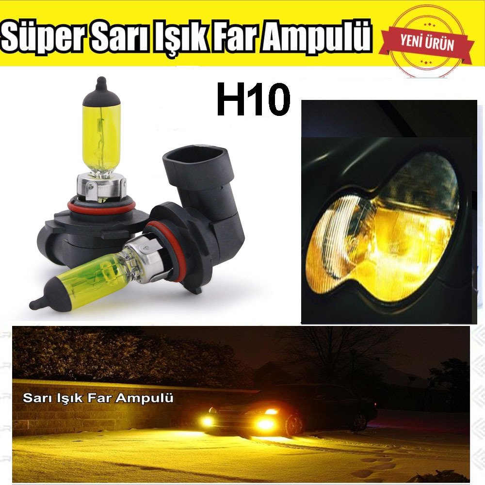 H10 JDM Süper Sarı Işık Far Ampul 12V 100W-55W