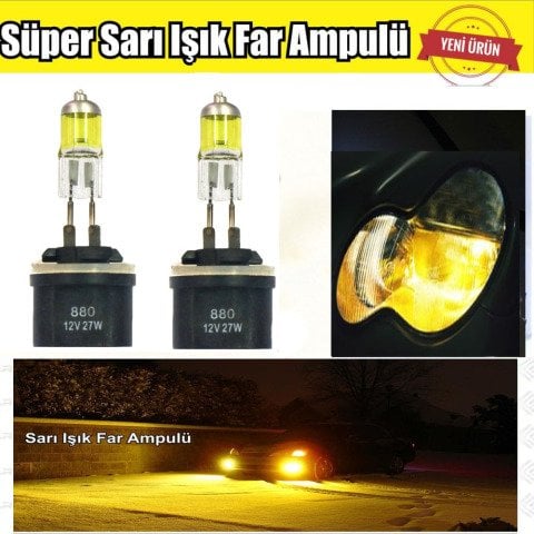 H27 880 JDM Süper Sarı Işık Far Ampul 12V 30-55W