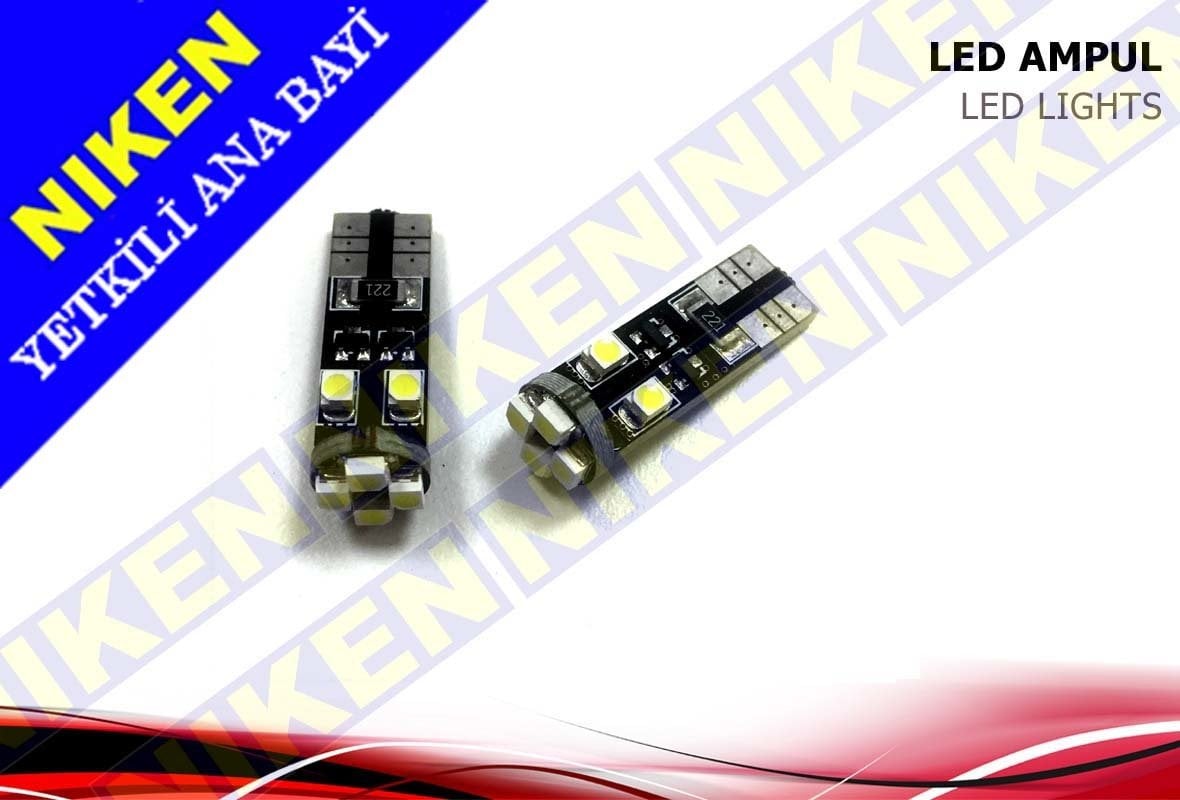 T10 Led-Park Ampul Ledi-Plaka Ampul Ledi Canbus Beyaz 8 Ledli