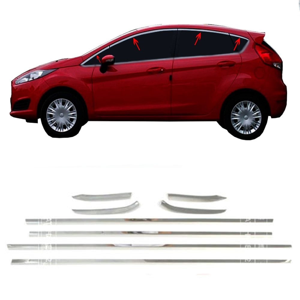 Ford Fiesta Cam Çıtası Çerçevesi Kromu Nikelajı Komple Set 2009-2017