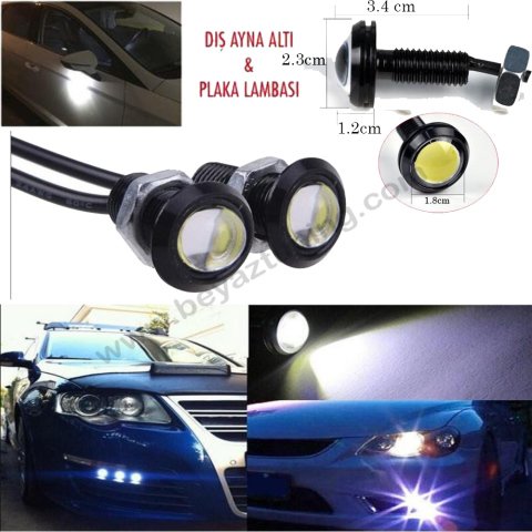 Gündüz Farı Ayna Altı Led Kartal Gözü Vidalı