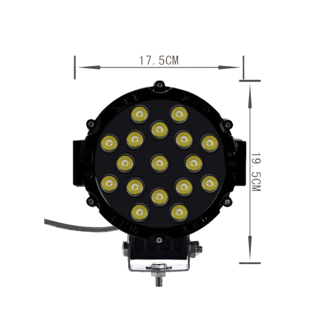 Off Road Sis Lambası 17 Ledli 51 Watt Siyah 4x4 Yayıcı Sis Farı