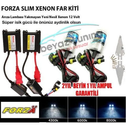 H11 6000K Xenon Far Kiti İnce Balans 12 V Forza