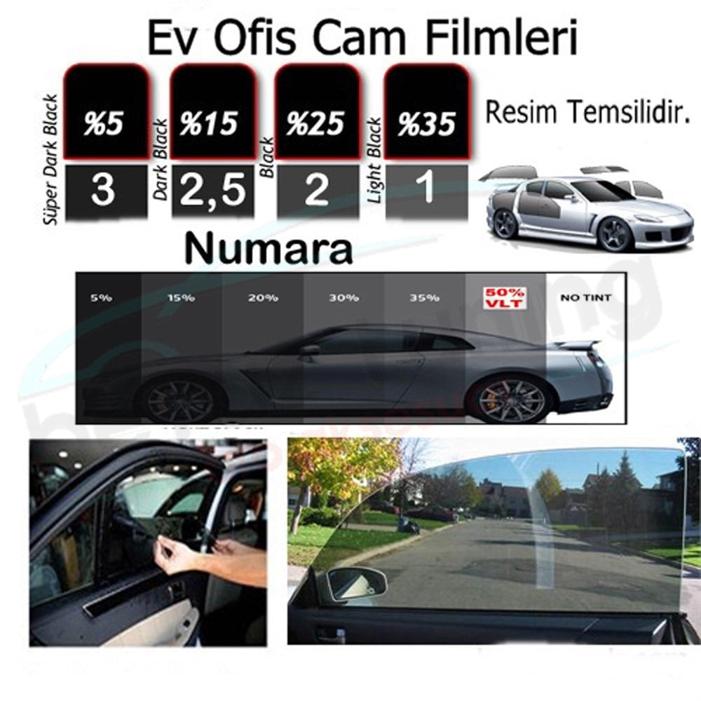 Cam Filmi Amerikan Çizilmez 75 cm x 60 Mt. Light Black