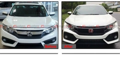 Honda Civic FC5 Typer Ön Panjur Ve Far Kaşları Siyah Makyajlı