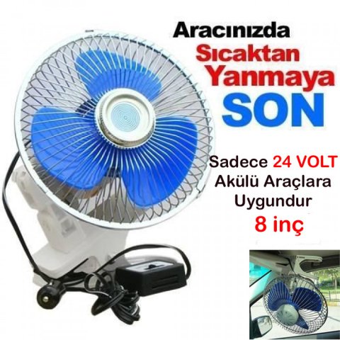 Araç İçi Fan Oto Vantilatör 24 Volt Mandallı