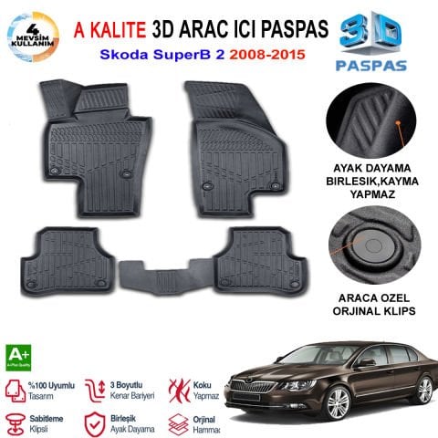 Skoda SuperB 2 3D Paspas Havuzlu Pro 2008-2014