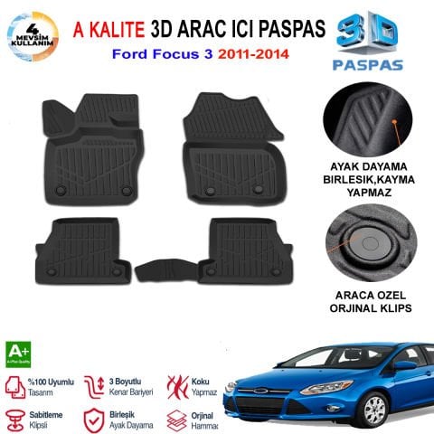 Ford Focus 3 3D Paspas Havuzlu Pro 2011-2014