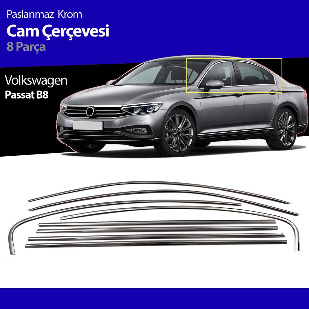 Volkswagen Passat B8 Cam Çıtası Kromu Nikelajı 2015-2019 Arası