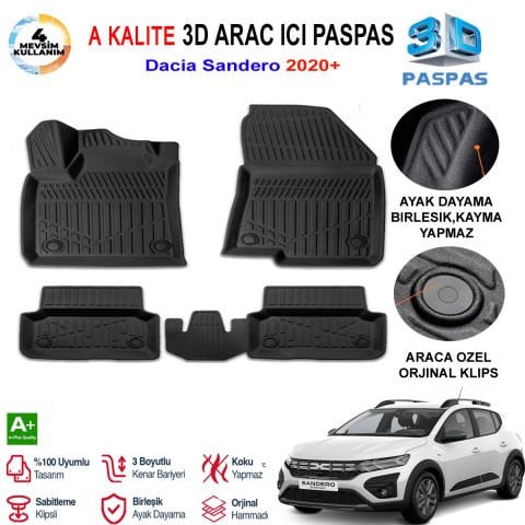 Dacia Sandero 3D Paspas Havuzlu Pro 2020 Sonrasi